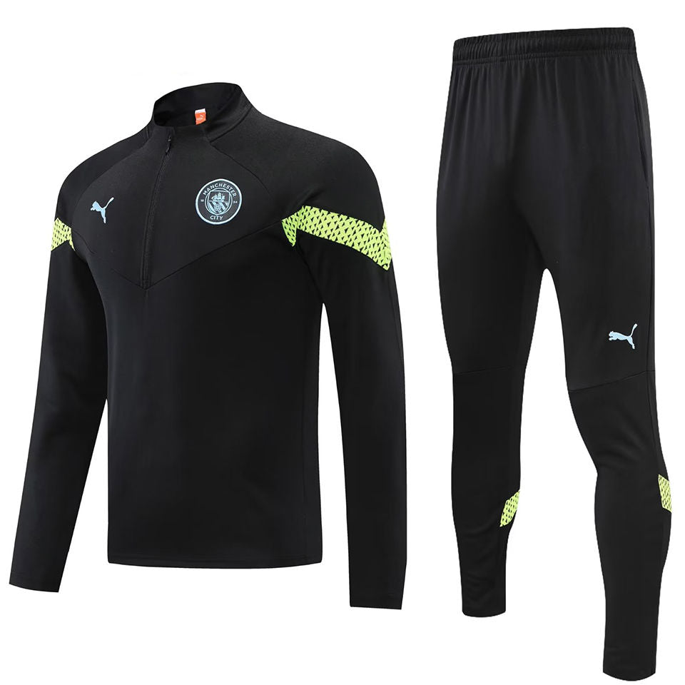 Man City Black Halfzip Tracksuit 23/24