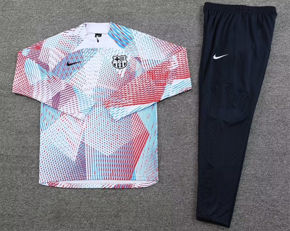 Barcelona Spray White Halfzip Tracksuit 23/24