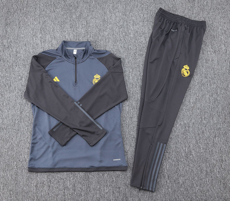 Real Madrid Gray Halfzip Tracksuit 23/24