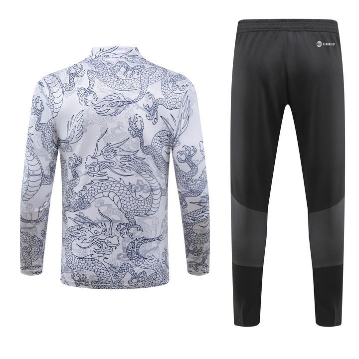 Real Madrid White Halfzip Tracksuit 23/24