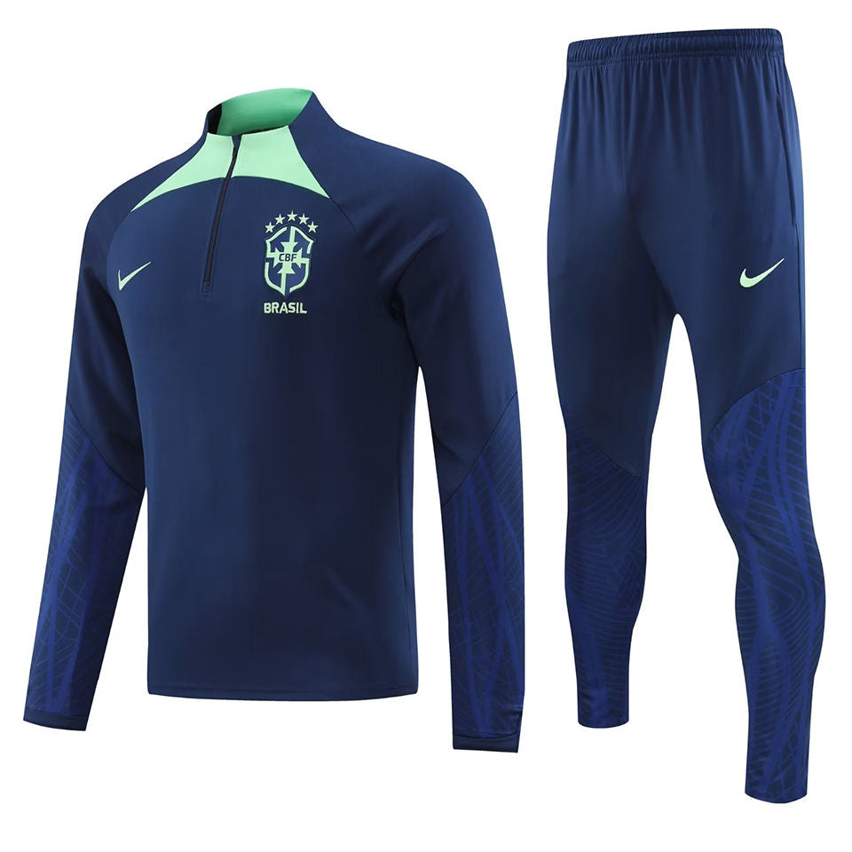 Brazil Dark Blue Halfzip Tracksuit 22/23